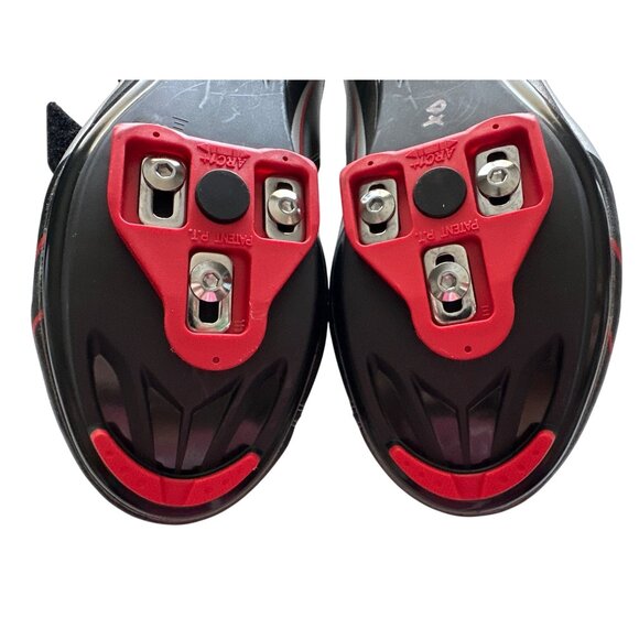 Venzo Cycling Shoes Black & Red SPD Compatible With 3-Strap Closure Size 10 - Picture 3 of 8